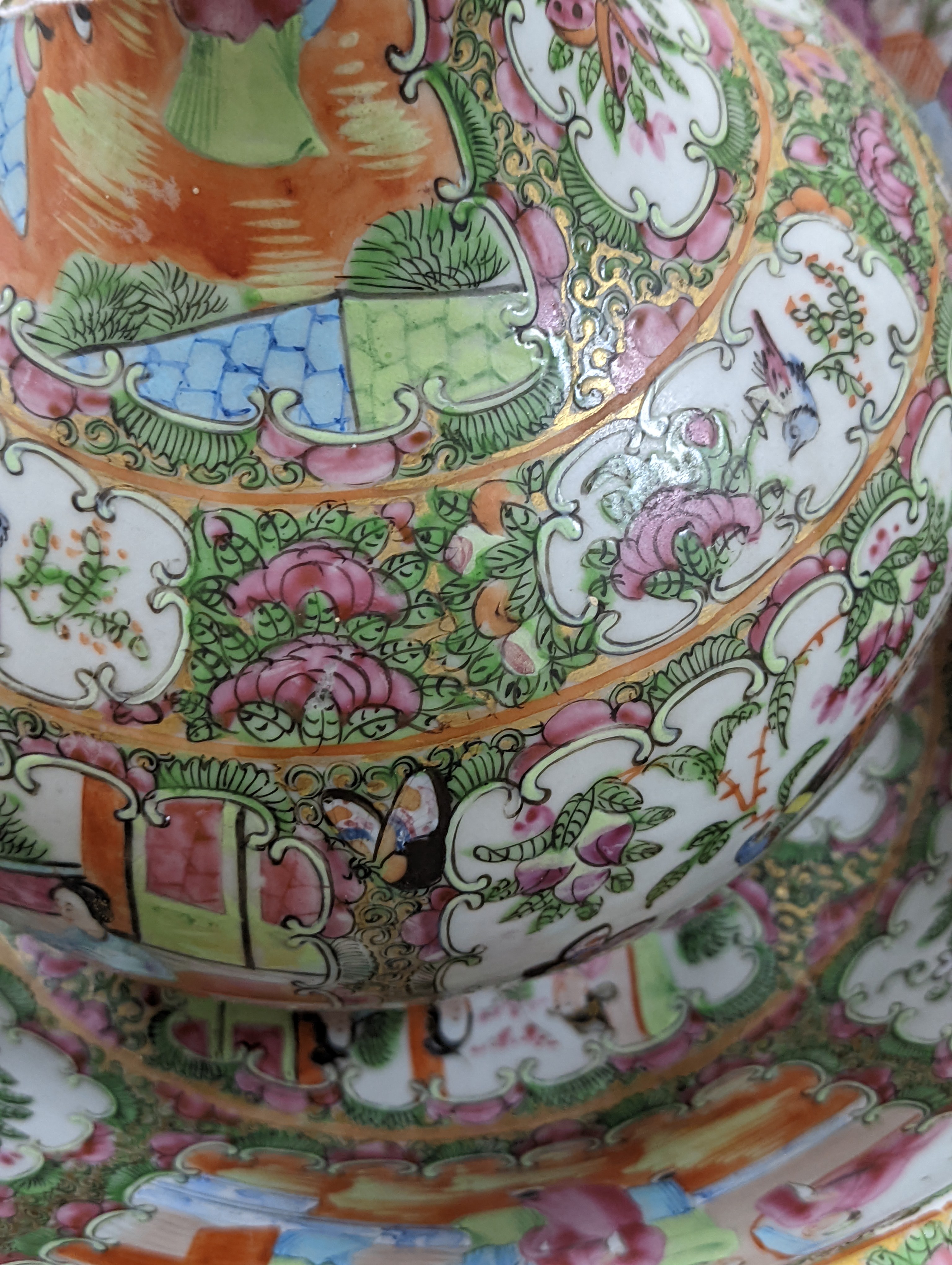 A 19th century Chinese famille rose water bottle with cover and basin, water bottle and cover 39 cms high.